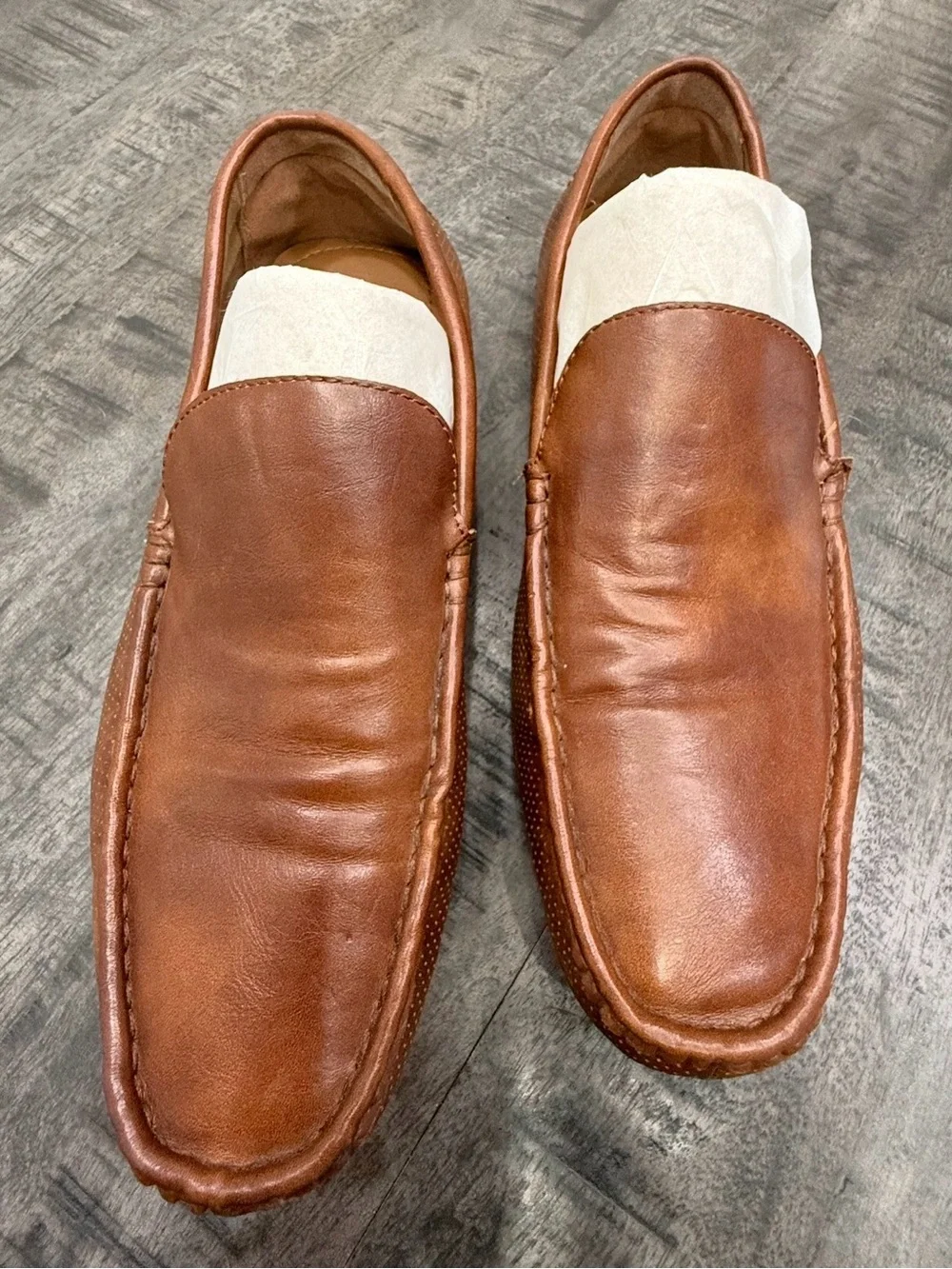 Aldo Cognac Leather Slip-On Drivers